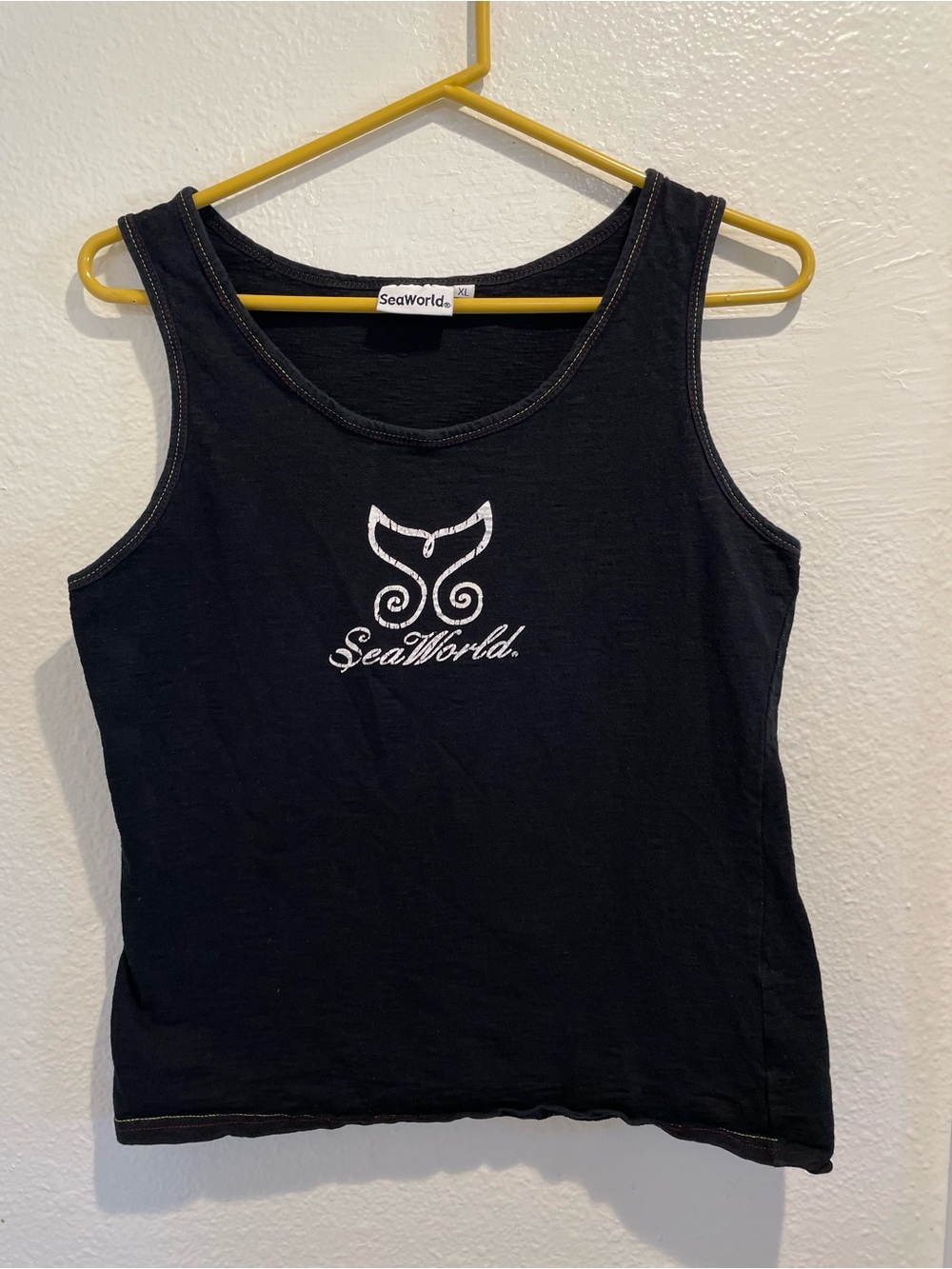 SeaWorld Embroidered Whale Tail Boxy Tank Top Girls XL Fits Womens XS/S Retro 🐋